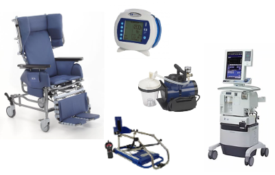 Moveable Medical Equipment MME: Broda chair, Kangaroo feeding pump, ventilator, CPM machine, suction pump