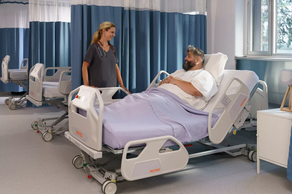 Bariatric hospital bed frame for overweight and heavy patients