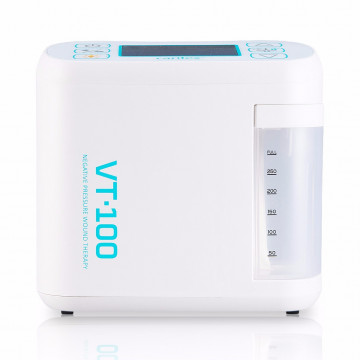 Carilex VT100 Negative Pressure Wound Therapy pump with continuous and intermittent modes, adjustable pressure settings, and multiple disposable canister sizes for effective wound healing management