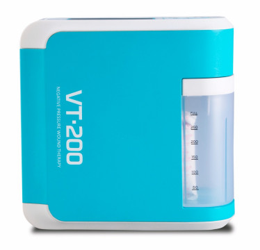 Carilex VT200 Negative Pressure Wound Therapy (NPWT) pump featuring continuous and intermittent modes, adjustable pressure settings, portable design, and multiple disposable canister sizes for effective wound healing